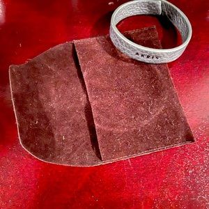 AKRIS Grey Leather Cuff Bracelet